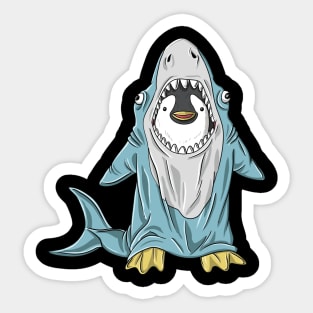 Cute Funny Penguin Bird As Fish Shark Kids Gift Sticker